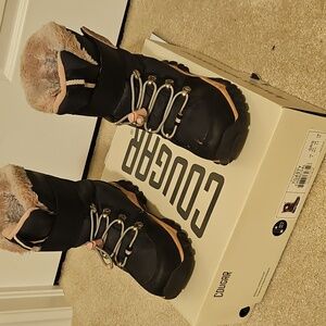 💯Auth Cougar Girls Toasty Black/Pink Snow Boots US4Y /Eu35.5